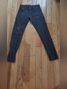 Chopp Shop Black Skinny Jeans with Red Underlay
